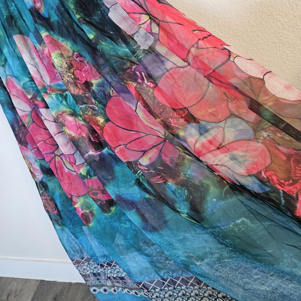 Banjul Teal and Pink Floral Maxi Dress - Picture 9 of 11